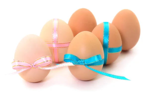 Easter eggs with festive bow isolated. — Stock Photo, Image