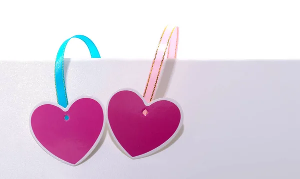 Couple cardboard hearts. — Stock Photo, Image