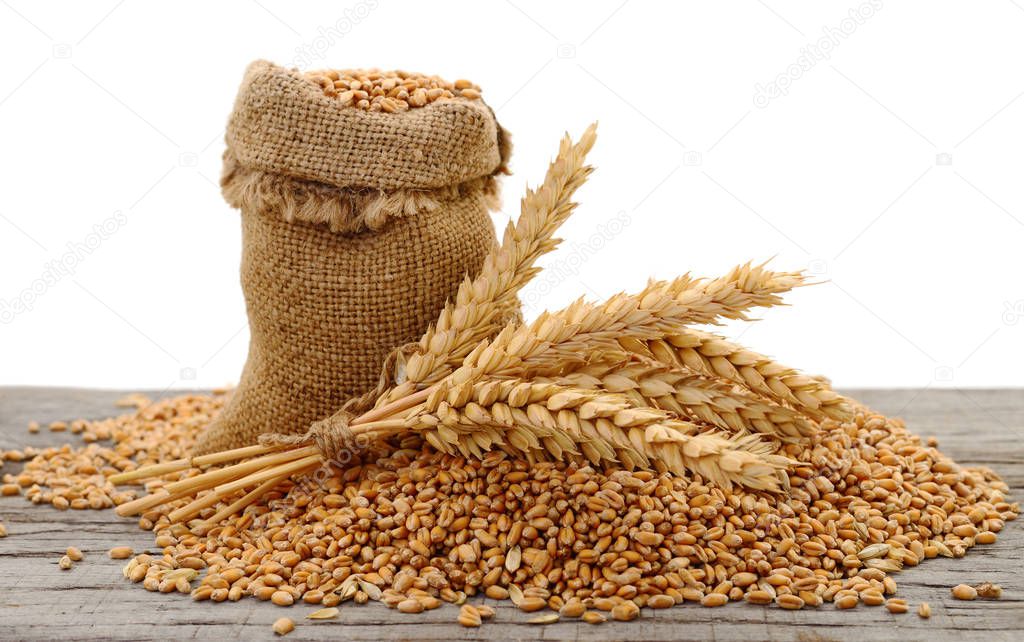 A bag of grain and wheat bran.