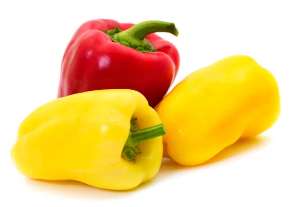 Peppar gul och röd isolerad. — Stockfoto