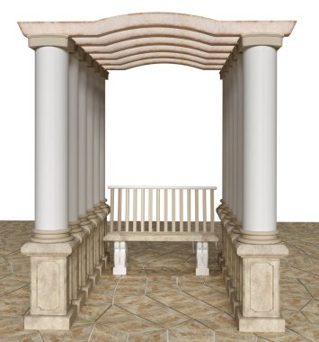 Pergola sütun ve bir tezgah 3d render  