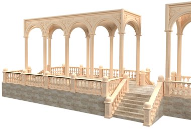 Kırpma yolu 3d render ile beyaz bir arka plan üzerinde Portico