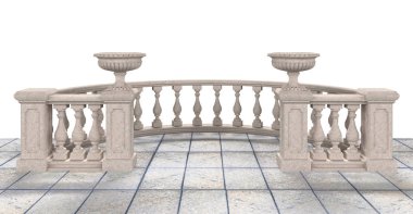 Vazo - illüstrasyon 3d render ile yarım daire biçimli korkuluk
