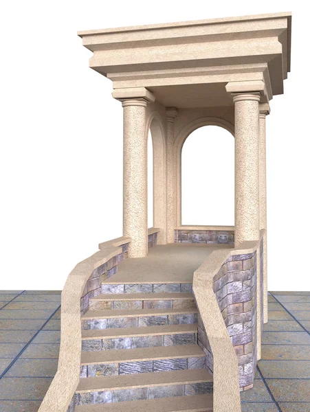 Classico portico in pietra con colonne e scale - illustrazione — Foto Stock