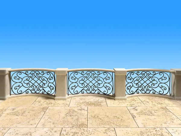 Balcón de estilo clásico con rejilla de hierro forjado de metal. Ilustraciones — Foto de Stock
