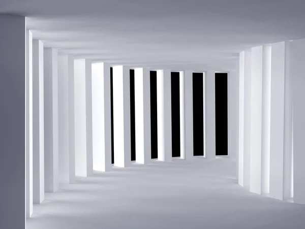 Salão vazio branco curvo - Illustation 3D renderização — Fotografia de Stock