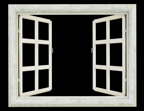 黑色 3D 渲染上的老化木窗 — 图库照片