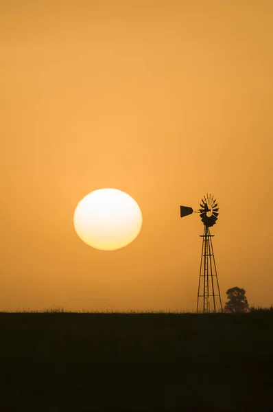 Pampas Landschap Met Wind Toren Argentinië — Stockfoto