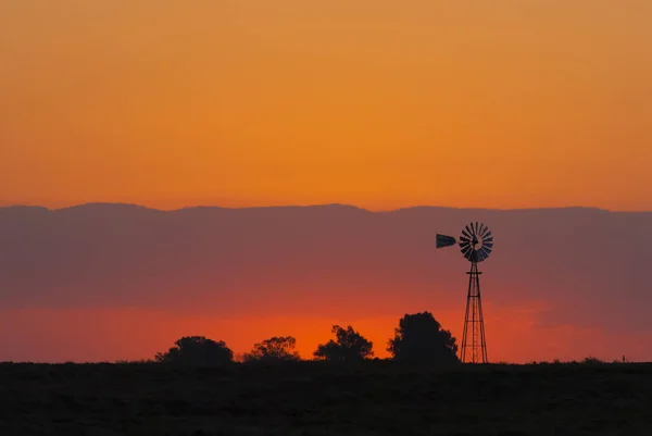 Pampas Landschap Met Wind Toren Argentinië — Stockfoto