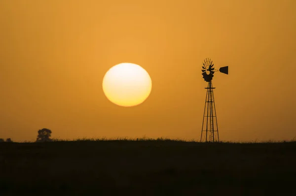 Pampas Landschap Met Wind Toren Argentinië — Stockfoto