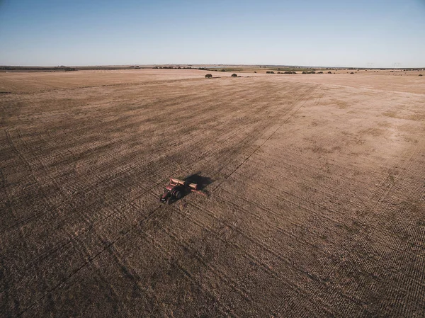 Traktör Seeder Havadan Görünümü Pampa Bölgesinde Doğrudan Ekim Arjantin — Stok fotoğraf