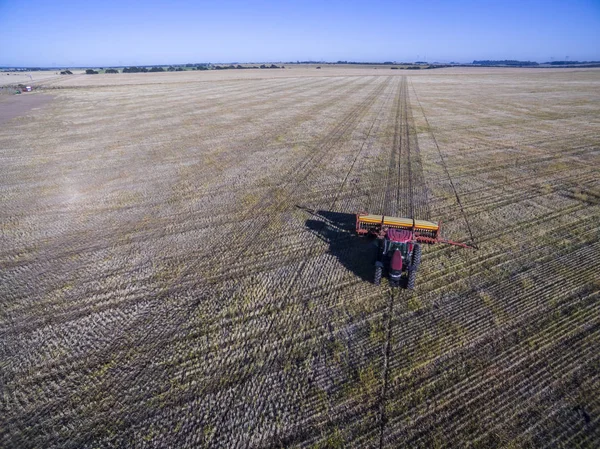 Luchtfoto Van Tractor Seeder Directe Inzaai Regio Pampa Argentinië — Stockfoto