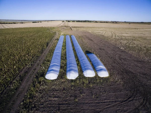 Luchtfoto Van Graanopslag Pampa Argentinië — Stockfoto