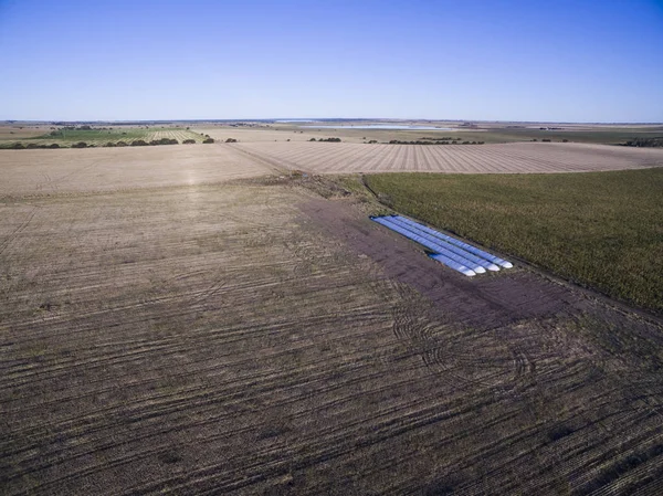 Pampa Arjantin Deki Tahıl Depolamasının Havadan Görünümü — Stok fotoğraf