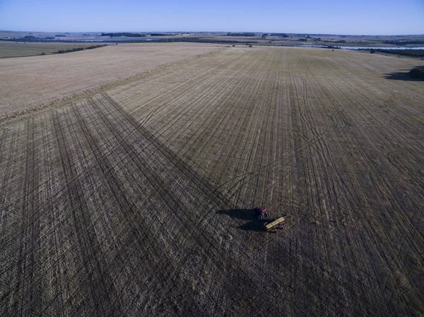 Вид Воздуха Трактор Сеялку Прямое Посев Регионе Пампы Аргентина — стоковое фото