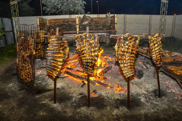 Barbecue Tehén Bordázat Hagyományos Argentin Sült — Stock Fotó