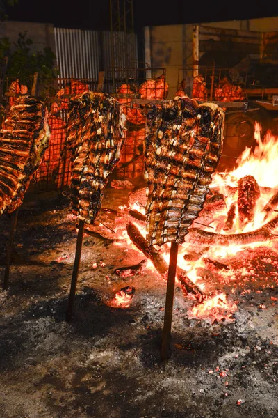 Barbecue Tehén Bordázat Hagyományos Argentin Sült — Stock Fotó