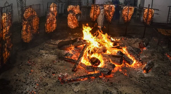 Barbecue Tehén Bordázat Hagyományos Argentin Sült — Stock Fotó