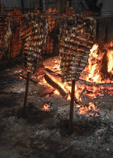 Barbecue Tehén Bordázat Hagyományos Argentin Sült — Stock Fotó