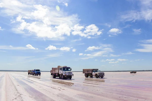 Extracción Materia Prima Sal Una Mina Cielo Abierto Pampa — Foto de Stock