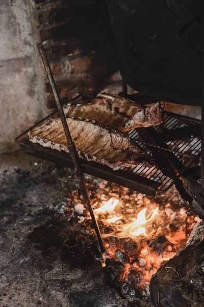 Costolette Maiale Barbecue Patagonia Argentina — Foto Stock