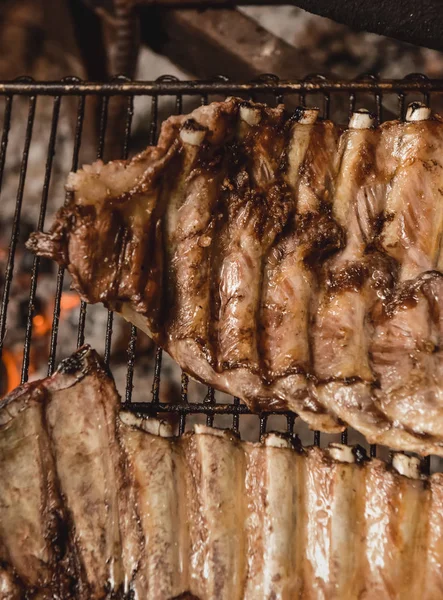 Pig Ribs Barbecue Patagonia Argentina — Stock Photo, Image