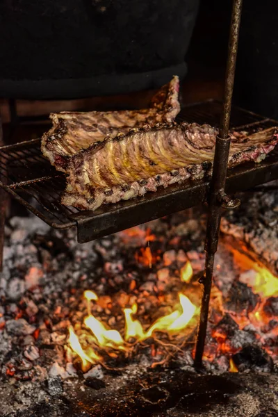 Grill Żeberek Dla Świń Patagonia Argentyna — Zdjęcie stockowe