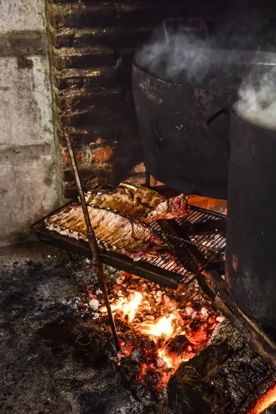 Sertésborda Barbecue Patagónia Argentína — Stock Fotó