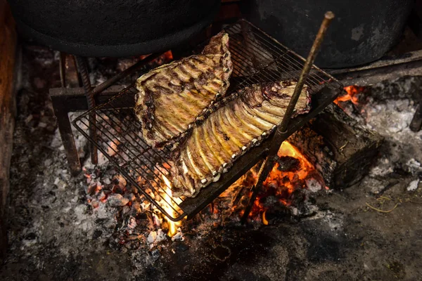Sertésborda Barbecue Patagónia Argentína — Stock Fotó