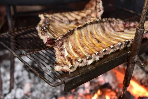 Tehén Bordák Barbecue Patagonia Argentína — Stock Fotó