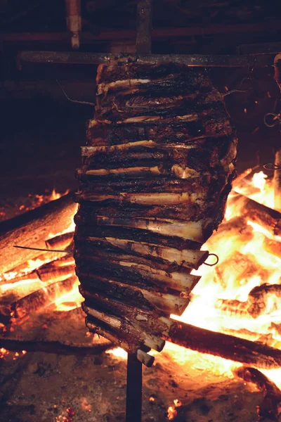 Cow Ribs Spit Patagonia Argentina — Stock Photo, Image