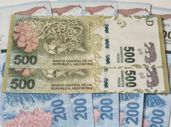 Двести Пятьсот Песо Новые Банкноты Аргентины — стоковое фото