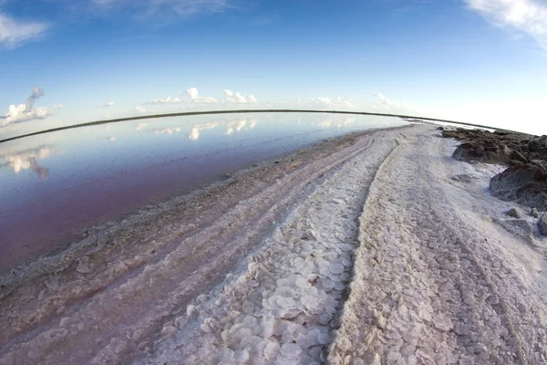 Salt Lagoon Dunaliella Salina Elszíneződés Pampa Argentína — Stock Fotó