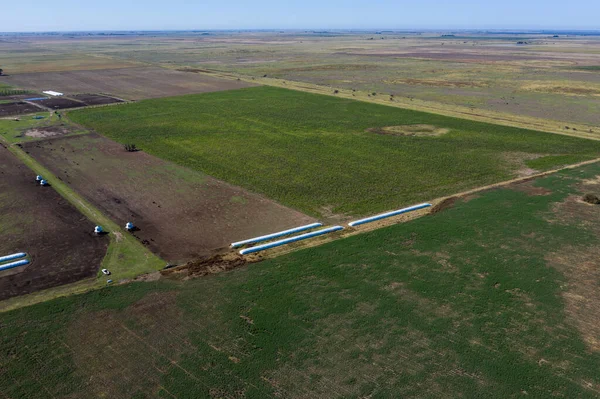 Silo Bag Grain Storage Pampa Argentina — 图库照片