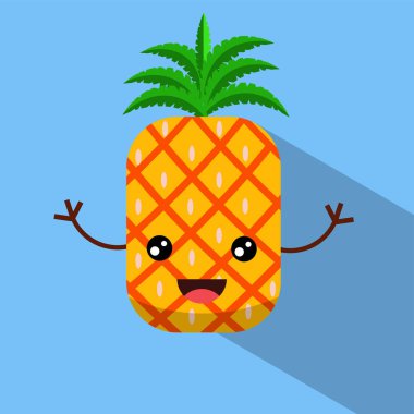 şirin brokoli karakteri ile el düz vektör simge tasarlamak