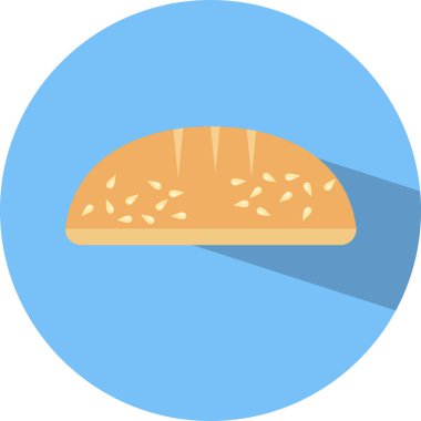 Ekmek uzun gölge ile düz simgesi. Ekmek somun simgesi, işareti simgesi, vektör çizim. Ekmek sembolü. Düz simgesi. Web ve mobil için düz tasarım stil.