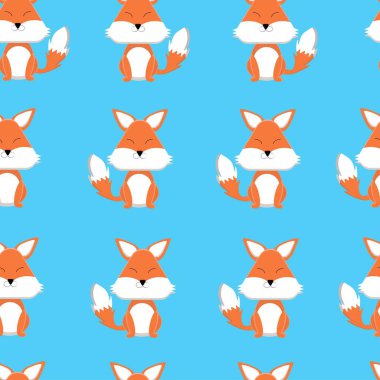 Sevimli çizgi fox seamless modeli. Renkli vektör çizim kağıt ambalaj kumaş baskı, duvar kağıdı için.