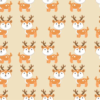 Sevimli çizgi geyik seamless modeli. Renkli vektör çizim kağıt ambalaj kumaş baskı, duvar kağıdı için.