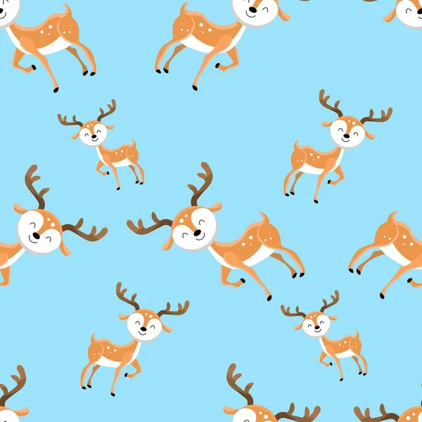 Sevimli çizgi geyik seamless modeli. Renkli vektör çizim kağıt ambalaj kumaş baskı, duvar kağıdı için.