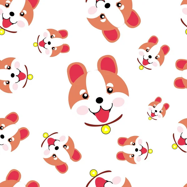 seamless pattern heads of dog. Illustration of seamless pattern with animal. Colorful vector illustration for fabric print, wallpaper, greeting card, wrapping paper.