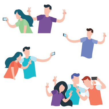 Gençler ve Genç çiftler selfie yapma