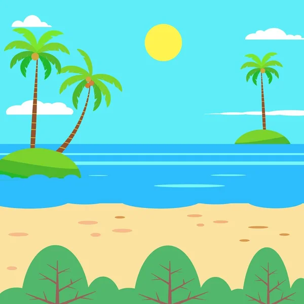Flat Summer Background design. Vector Beach Landscape illustration — Stock Vector