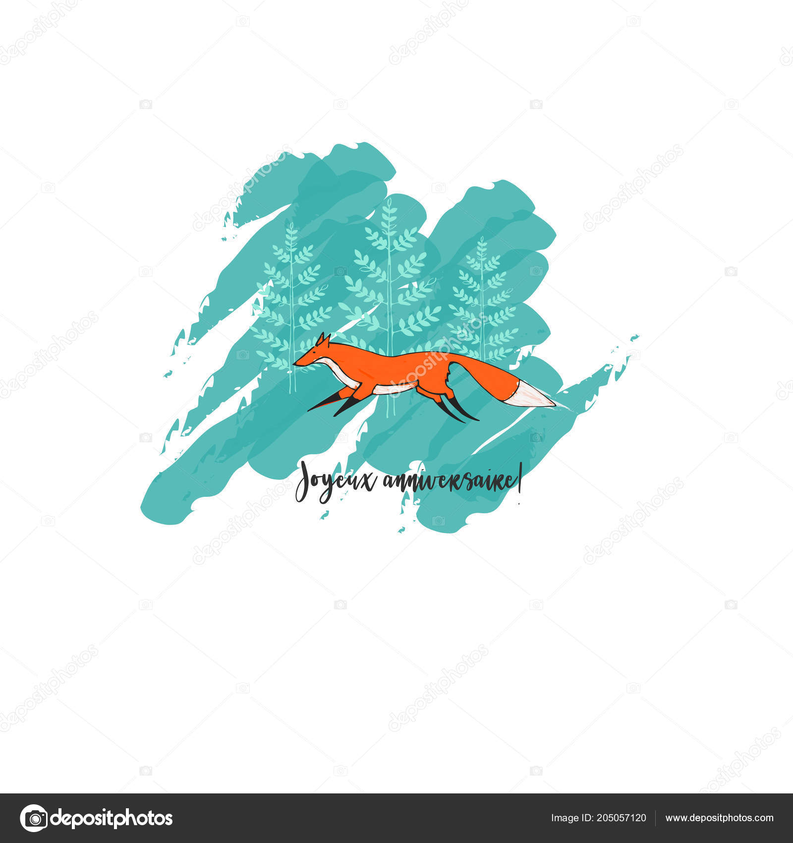 Greeting Card Cute Running Fox Trees Background Text Joyeux Anniversaire Stock Vector Image By C Dvorak Vero Greeting Card Cute Running Fox Trees Background Text Joyeux Anniversaire Stock Vector Image By C Dvorak Vero