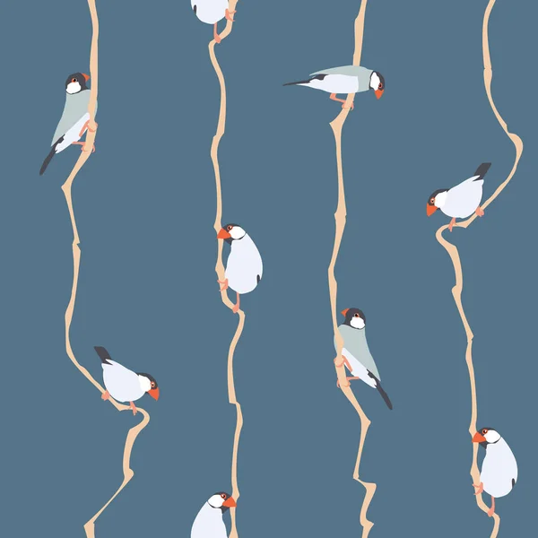 Illustration Vectorielle Modèle Sans Couture Avec Petits Oiseaux Conçu Pour — Image vectorielle