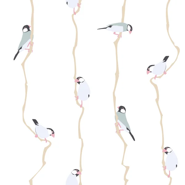 Illustration Vectorielle Modèle Sans Couture Avec Petits Oiseaux — Image vectorielle