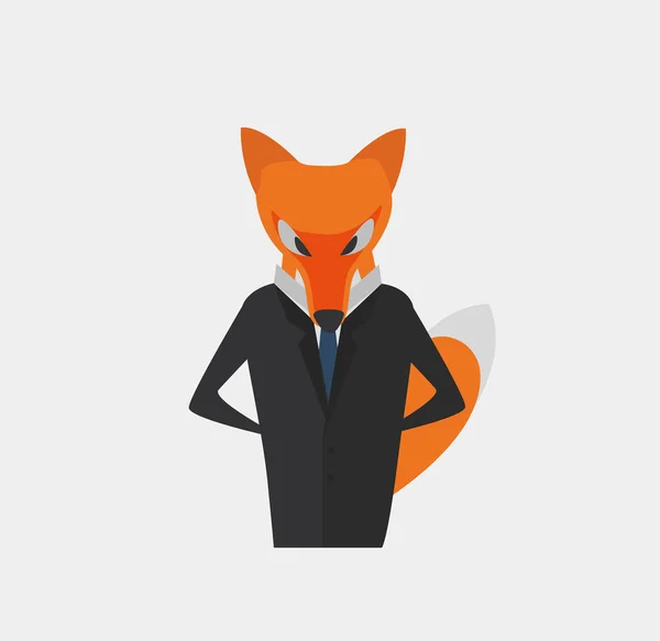 Vector Illustration Businessman Fox Symbol Cleverness Craft Element Info Graphic — Stock Vector