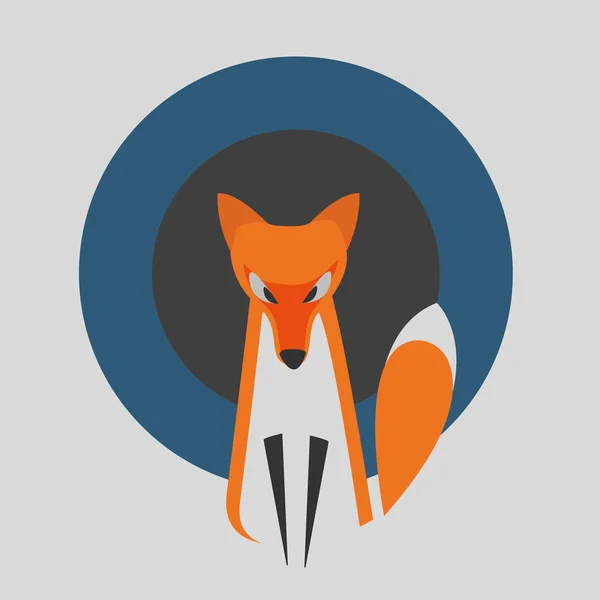 Vector Image Fox Design Grey Background Blue Dark Gray Rounds — Image vectorielle