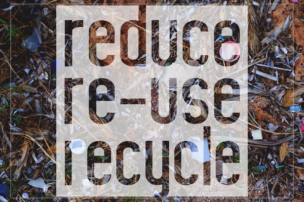 Text Reduce Reuse Recycle Background Lies Photo Plastic Waste Washed — Stock Photo, Image