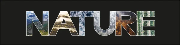 Banner Con Letras Originales Naturaleza Llena Paisajes Naturales — Foto de Stock