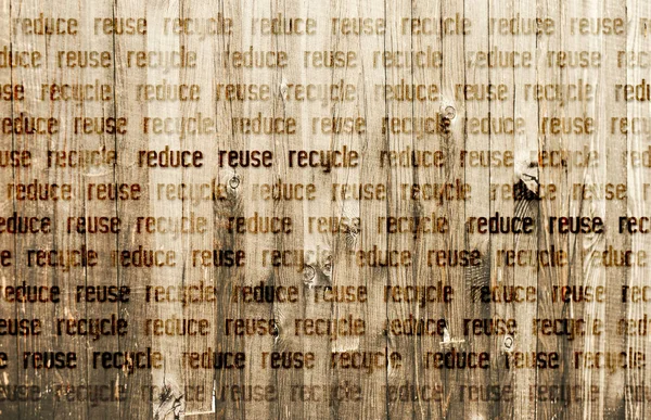 Text Snížit Znovu Recyklovat Dřevěné Pozadí — Stock fotografie